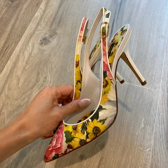 Dolce & Gabbana Floral Slingback Heels - Picture 9 of 11